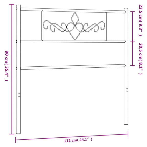 Schwarzes Metallkopfteil Landislau 107cm