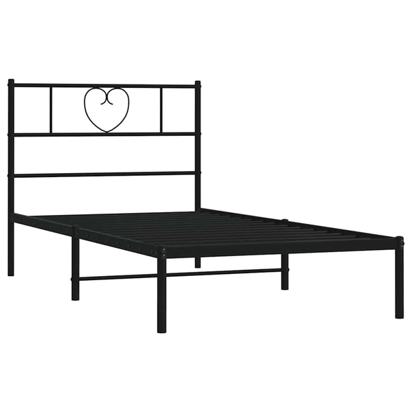 Schwarzes Metallbettgestell mit Kopfende Orsina 100x190cm