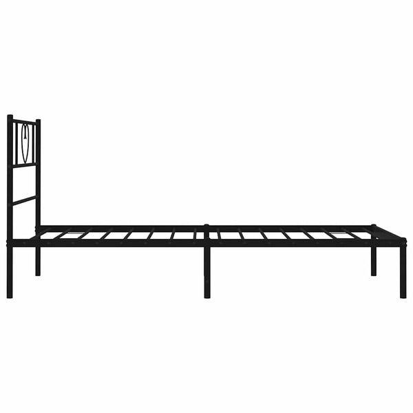 Schwarzes Metallbettgestell mit Kopfende Orsina 100x190cm
