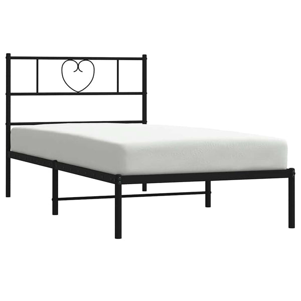 Schwarzes Metallbettgestell mit Kopfteil Orsina 100x200cm