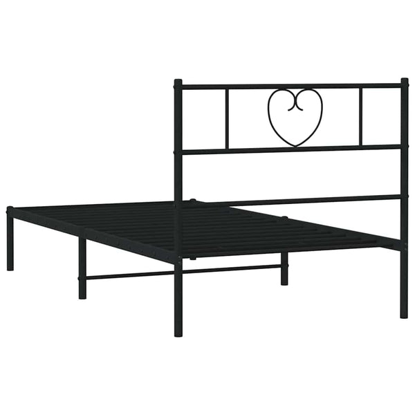 Schwarzes Metallbettgestell mit Kopfteil Orsina 100x200cm