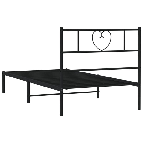 Schwarzer Metall-Bettrahmen mit Kopfteil Orsina 107x203cm