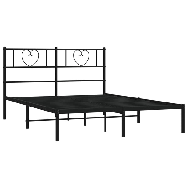 Schwarzes Metallbettgestell mit Kopfteil Orsina 120x190cm