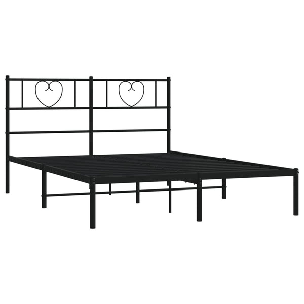 Schwarzes Metallbettgestell mit Kopfteil Orsina 140x200cm