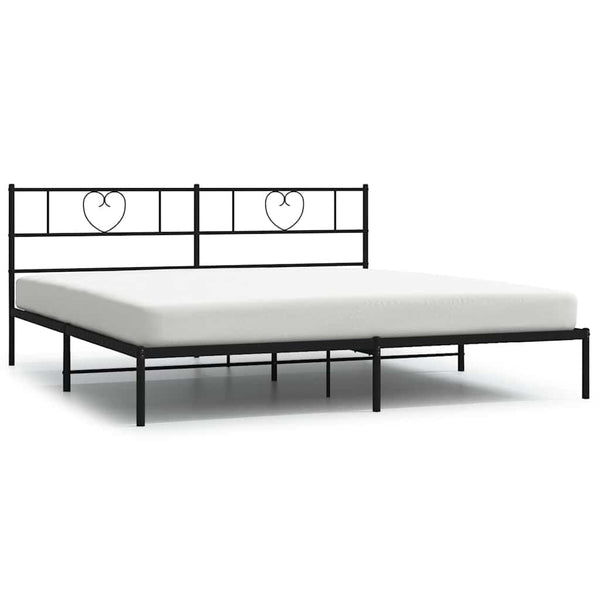 Schwarzes Metallbettgestell mit Kopfteil Orsina 183x213cm