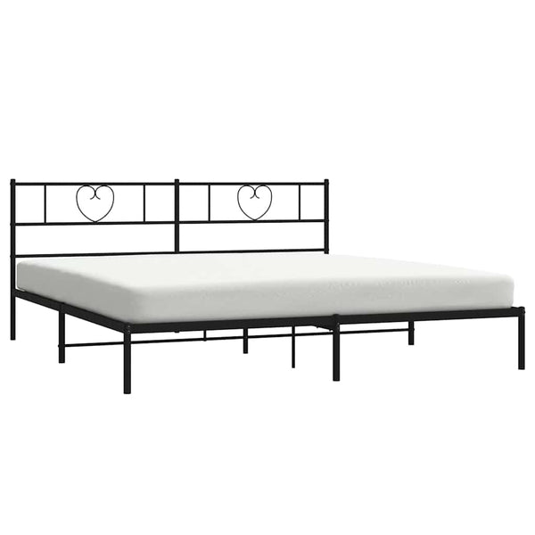 Schwarzes Metallbettgestell mit Kopfteil Orsina 183x213cm