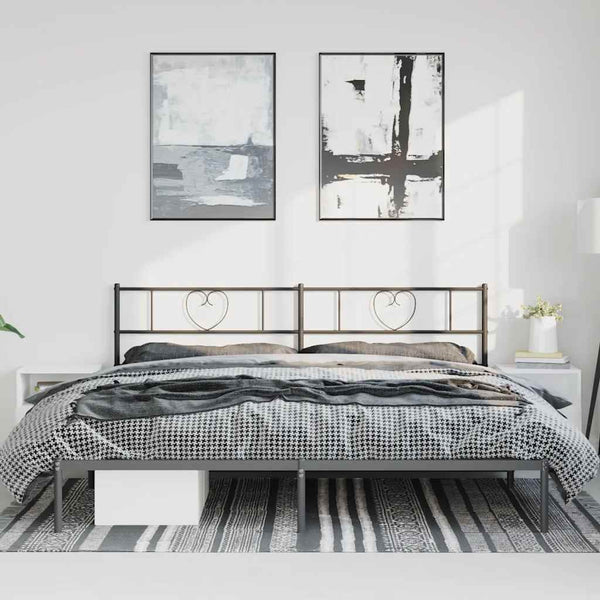Schwarzes Metallbettgestell mit Kopfteil Orsina 183x213cm