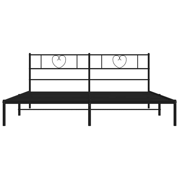 Schwarzes Metallbettgestell mit Kopfteil Orsina 183x213cm