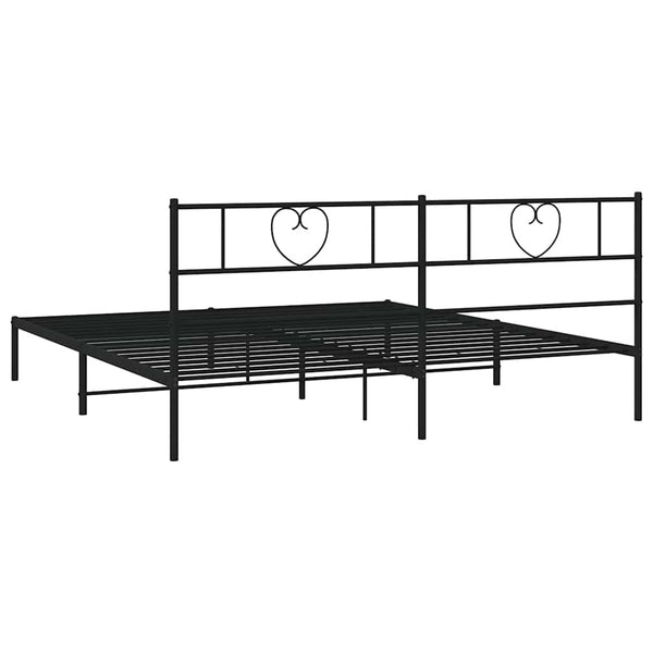 Schwarzes Metallbettgestell mit Kopfteil Orsina 183x213cm