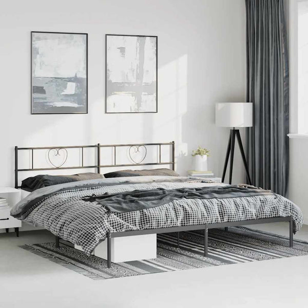 Schwarzes Metallbettgestell mit Kopfteil Orsina 183x213cm