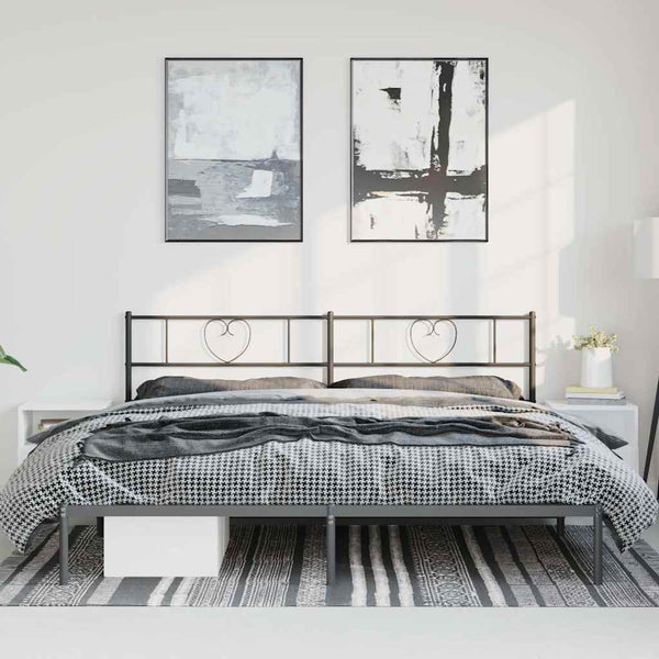 Schwarzer Metallbettrahmen mit Kopfteil Orsina 193x203cm