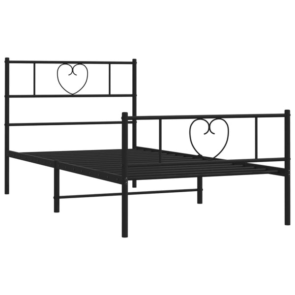 Schwarzes Metallbettgestell mit Kopfteilen Orsina 75x190cm