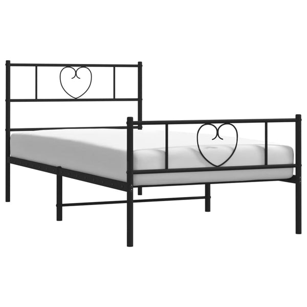 Schwarzer Metallbettrahmen mit Kopfteilen Orsina 107x203cm