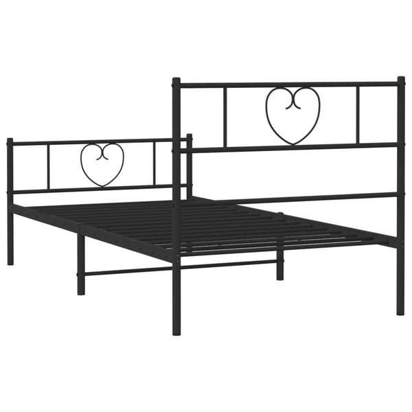 Schwarzer Metallbettrahmen mit Kopfteilen Orsina 107x203cm