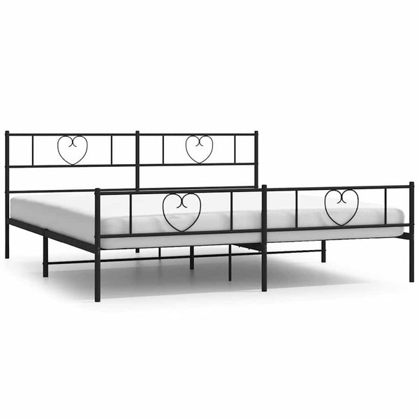Schwarzes Metallbettgestell mit Kopfteil und Fußteil Orsina 193x203cm