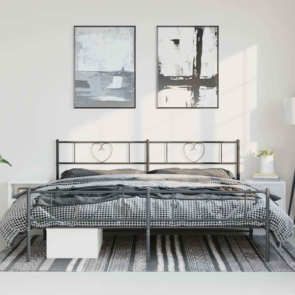Schwarzes Metallbettgestell mit Kopfteil und Fußteil Orsina 193x203cm