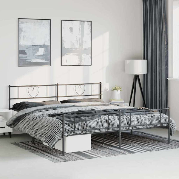 Schwarzes Metallbettgestell mit Kopfteil und Fußteil Orsina 193x203cm