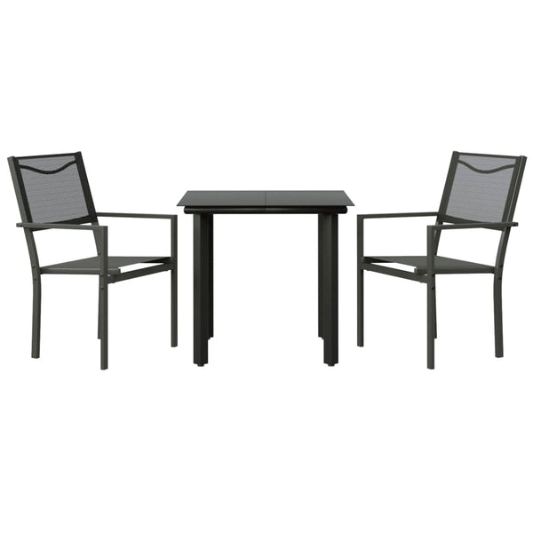 Schwarze 3-teilige Essgruppe Popisteanu (Stahl und Textilene)