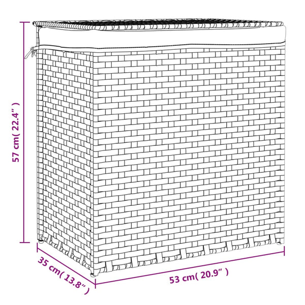 Wäschekorb Sarvin 53x35x57cm (2-teilig Polyrattan)