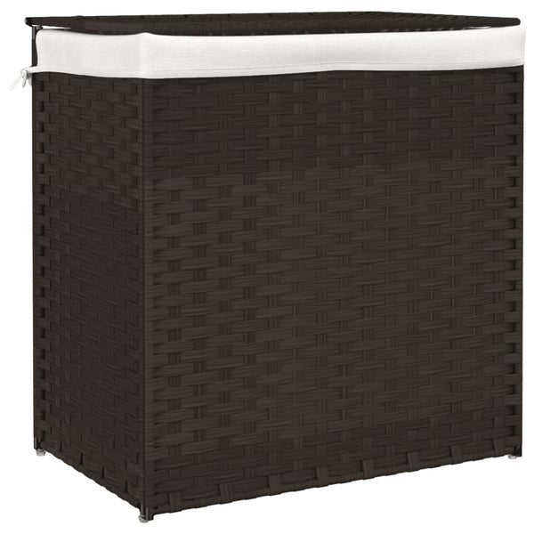 Dunkelbrauner Wäschekorb Sarvin 53x35x57cm (2-teiliges Polyrattan)