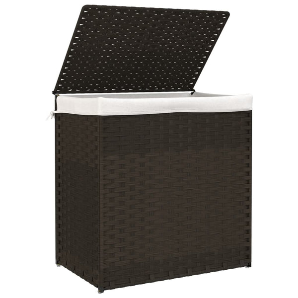 Dunkelbrauner Wäschekorb Sarvin 53x35x57cm (2-teiliges Polyrattan)