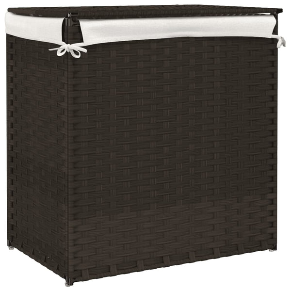 Dunkelbrauner Wäschekorb Sarvin 53x35x57cm (2-teiliges Polyrattan)