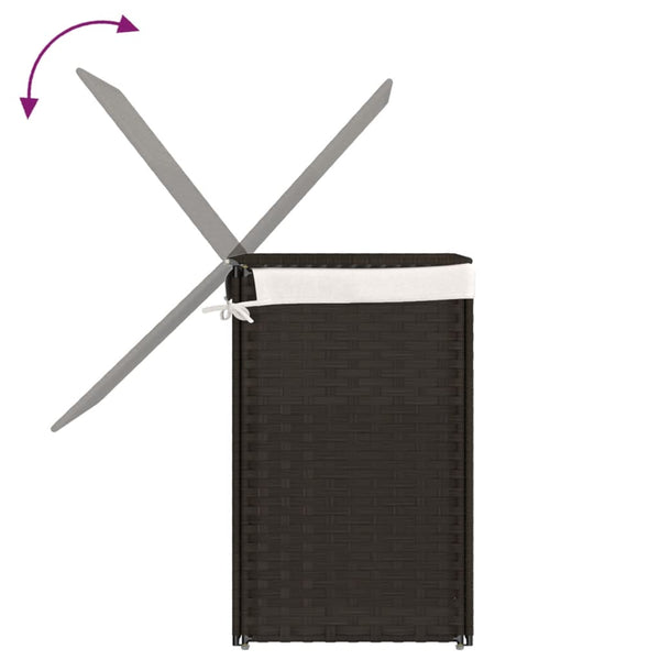 Dunkelbrauner Wäschekorb Sarvin 53x35x57cm (2-teiliges Polyrattan)