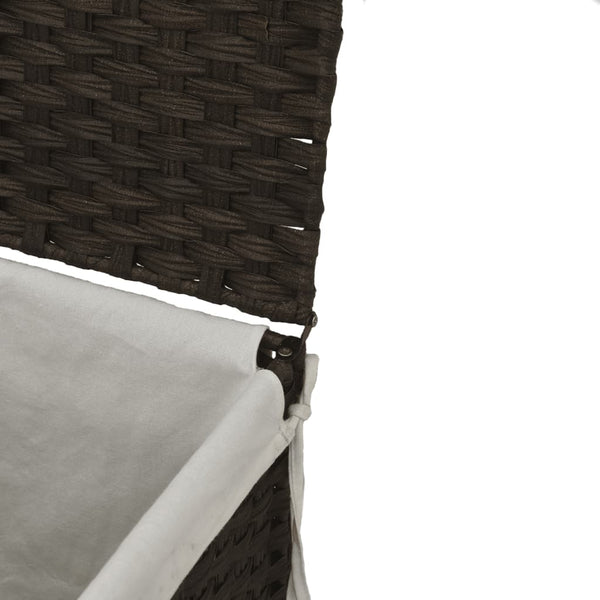 Dunkelbrauner Wäschekorb Sarvin 53x35x57cm (2-teiliges Polyrattan)