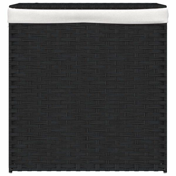 Schwarzer Wäschekorb Sarvin 53x35x57cm (2-teiliges Polyrattan)