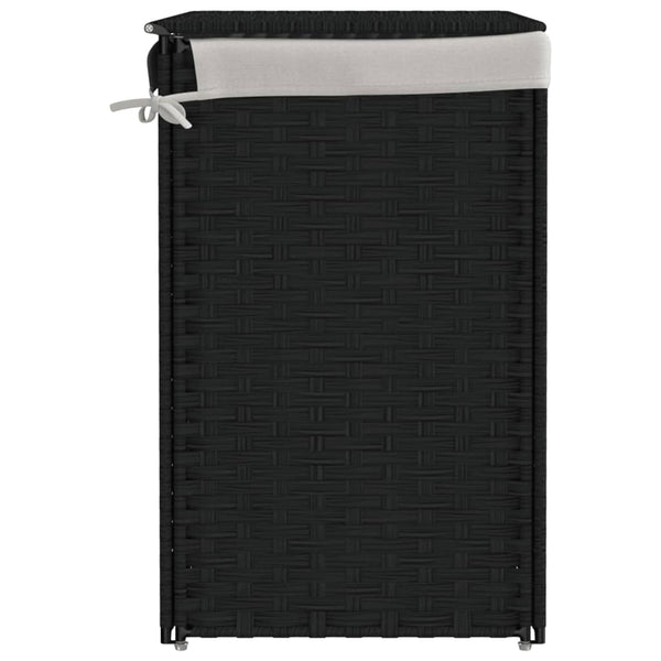 Schwarzer Wäschekorb Sarvin 53x35x57cm (2-teiliges Polyrattan)