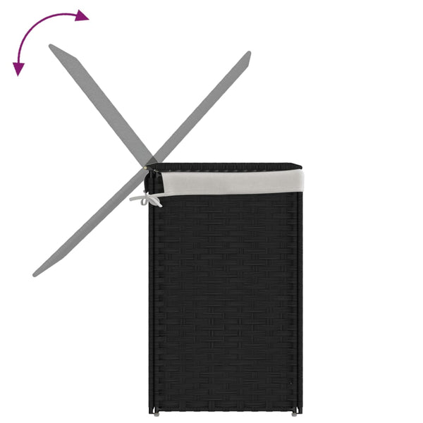 Schwarzer Wäschekorb Sarvin 53x35x57cm (2-teiliges Polyrattan)