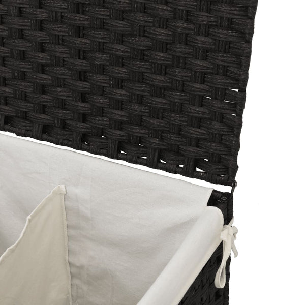 Schwarzer Wäschekorb Sarvin 53x35x57cm (2-teiliges Polyrattan)