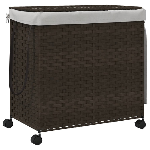 Dunkelbrauner Wäschekorb auf Rollen Jewel 60x35x60,5cm (Rattan)