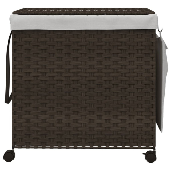 Dunkelbrauner Wäschekorb auf Rollen Jewel 60x35x60,5cm (Rattan)