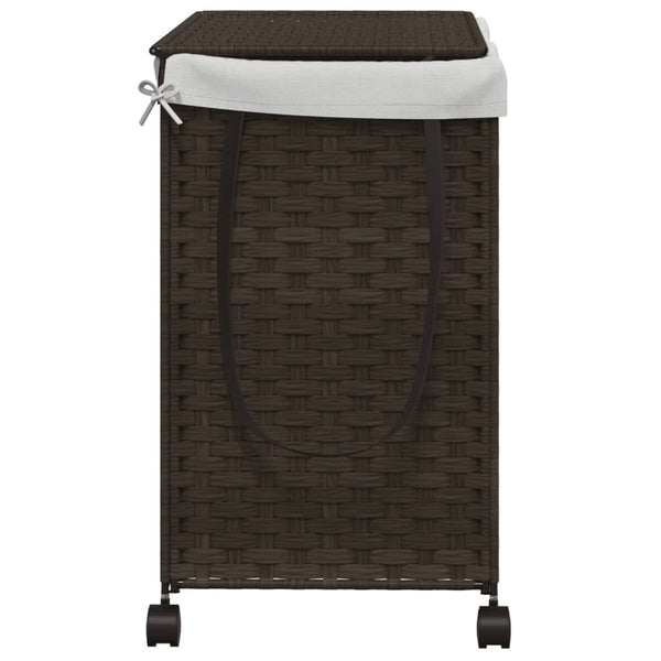 Dunkelbrauner Wäschekorb auf Rollen Jewel 60x35x60,5cm (Rattan)