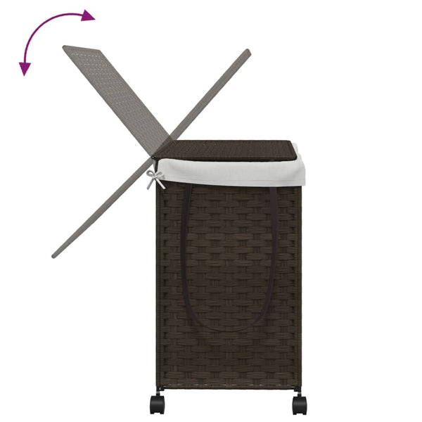 Dunkelbrauner Wäschekorb auf Rollen Jewel 60x35x60,5cm (Rattan)