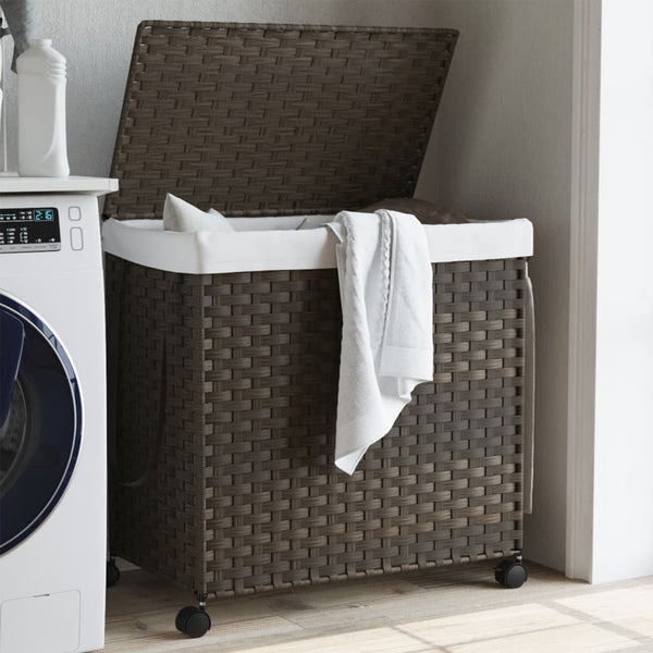 Dunkelbrauner Wäschekorb auf Rollen Jewel 60x35x60,5cm (Rattan)