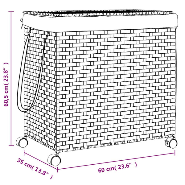 Wäschekorb auf Rollen Jewel Grau 60x35x60,5cm (Rattan)