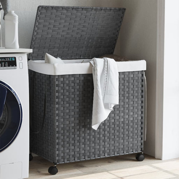 Wäschekorb auf Rollen Jewel Grau 60x35x60,5cm (Rattan)