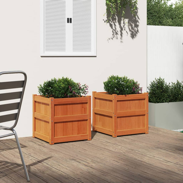 Wachsbraune Blumenkästen Zecrie (2er-Set Kiefer)