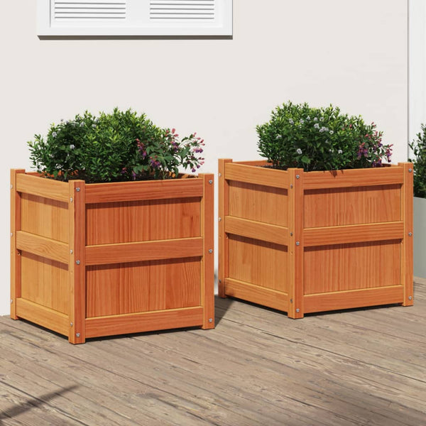 Wachsbraune Blumenkästen Zecrie (2er-Set Kiefer)