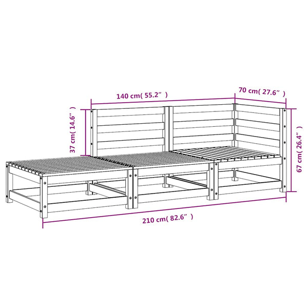 Gartencouch und Hocker Ioava (2-Sitzer, Kiefer)