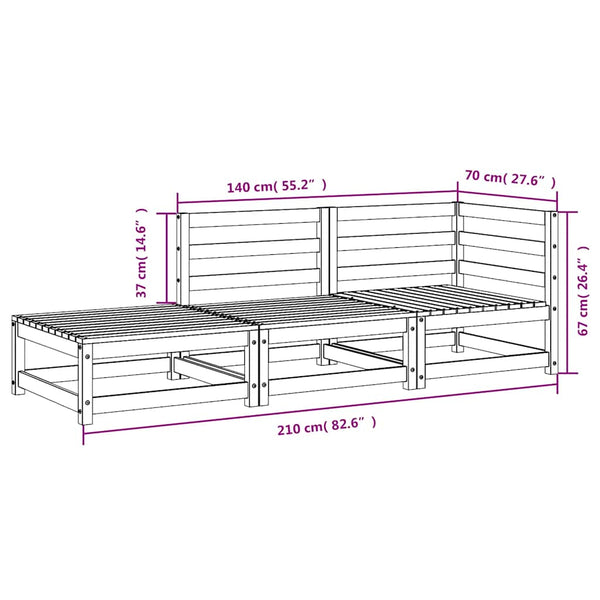 Gartencouch und Hocker Ioava (2-Sitzer, imprägniertes Kiefernholz)