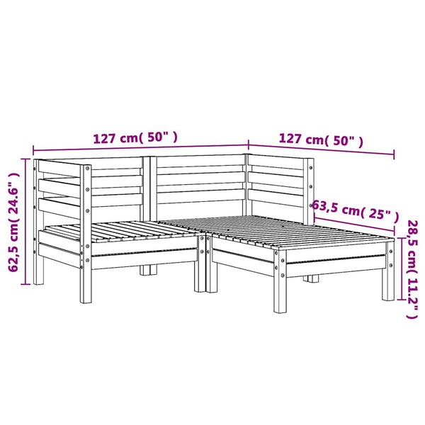 Gartensofa mit Ottomane Mach (2-Sitzer, Kiefer)
