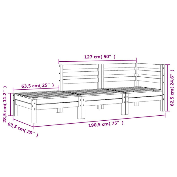 Gartencouch Mach (3-Sitzer, wachsbraun, Kiefer)