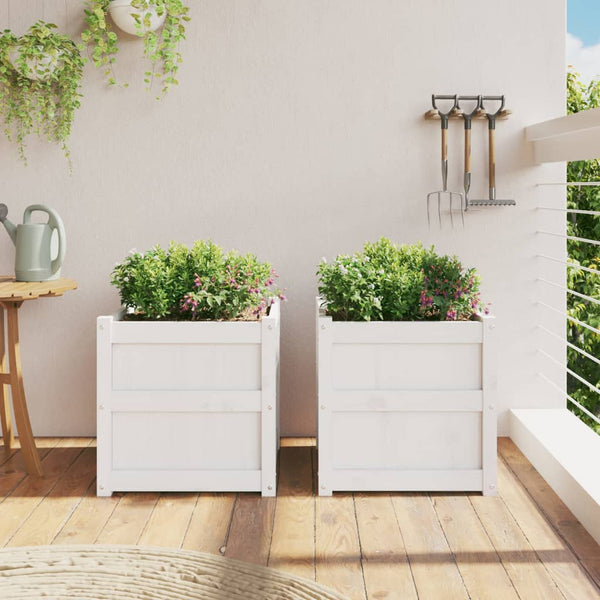 Weiße Blumenkästen für draußen Andrasi (2 Stück Kiefer)