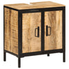 Badezimmer-Waschtischunterschrank Eunica 55x35x60cm (Mangoholz und Eisen)