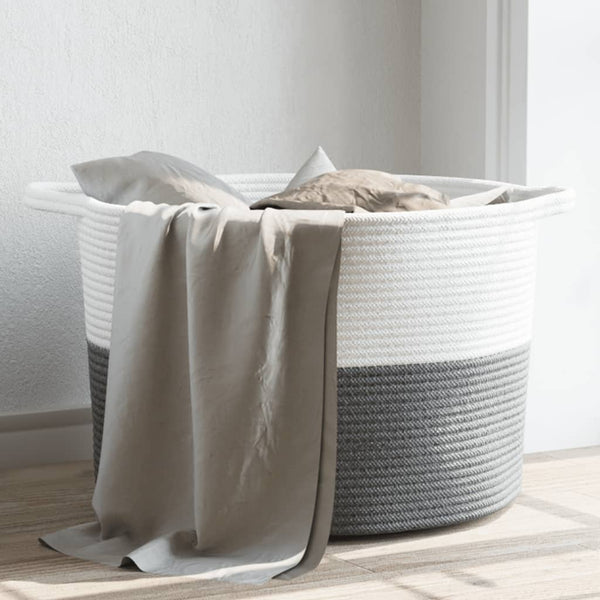 Sistems Ø55x36cm Wäschekorb, grau und weiß (Baumwolle)