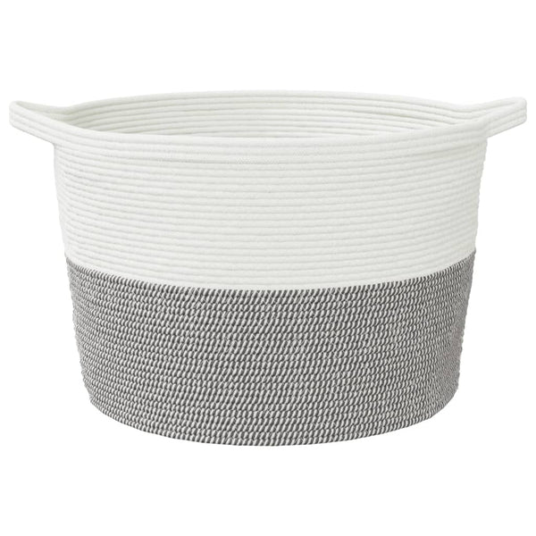 Pyykkikori Sistems Ø60x36cm valkoinen ja harmaa (puuvilla)