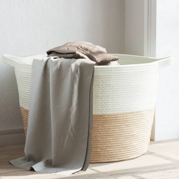 Wäschekorb Beige und Weiß Sistems Ø60x36cm (Baumwolle)